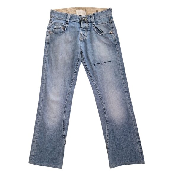 Vintage G-Star Raw 3301 Blue Denim Straight Leg Distressed Jeans Sz 28x32 - Picture 1 of 11